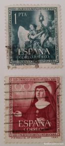 Sellos: 2 Sellos. España. XXXV Congreso Eucaristico Internacional en Barcelona. Año 1952.